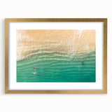 Extra large textured abstract art print of Cabo San Lucas scenery in a gold frame, ideal for living room decor.