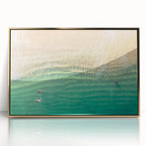 Framed acrylic print of Cabo San Lucas scenery in gold tones, ideal for modern art wall decor.
