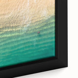 Extra large framed canvas of a textured black wall art depicting colorful Cabo San Lucas scenery.