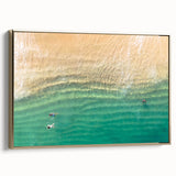 Framed canvas wall art depicting a vintage-style landscape of Cabo San Lucas with muted gold and black tones.