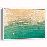 Vintage poster art of Cabo San Lucas with vibrant colors on a framed canvas, ideal for living room decor.