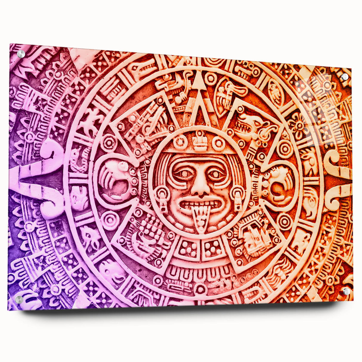 Acrylic glass print of Cancun scenery with vibrant ocean and sky hues, ideal for dining room decor.