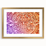 Extra large abstract art print of Cancun scenery in gold frame.