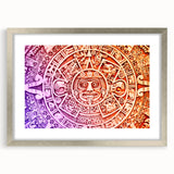 Textured abstract art print of Cancun scenery in silver frame, ideal for bedroom art, with vibrant blue and green tones.