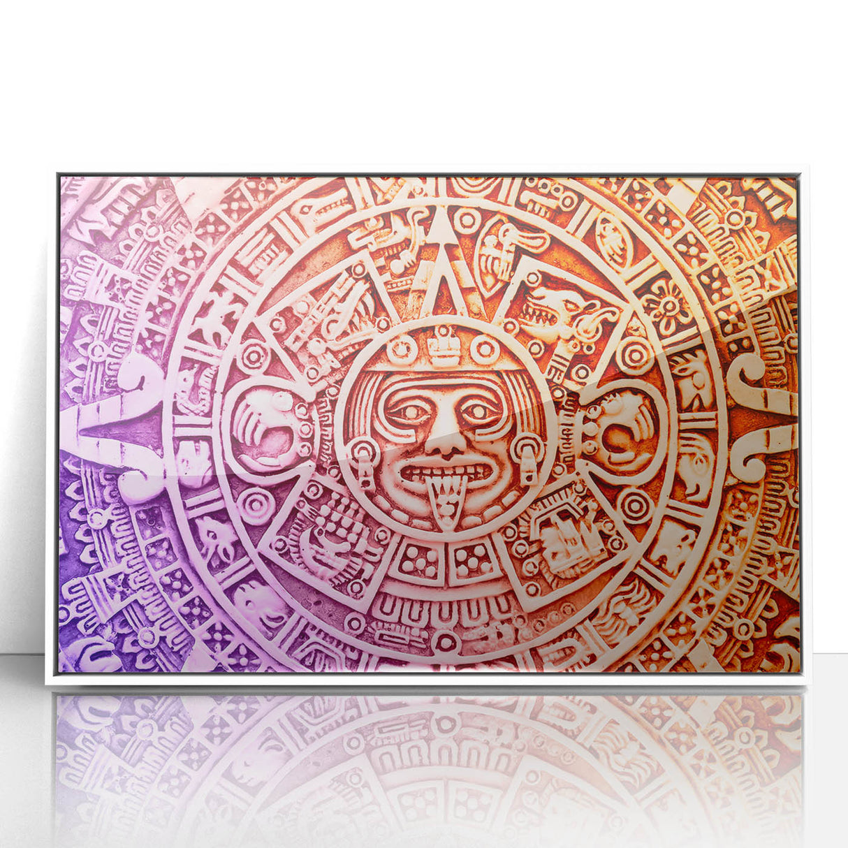 Acrylic print of Cancun scenery with vibrant ocean blues and greens, framed in white, suitable for modern art wall decor.