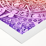 Art deco poster of Cancun scenery in muted blue and green tones on rolled canvas, suitable for dining room wall art.