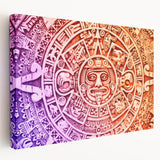 Scenic view of Cancun coastline depicted on a large stretched canvas, displaying vibrant blue and green tones.