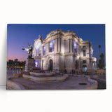 Black and white photo of Mexico City skyline on stretched canvas, ideal for kitchen wall art or bedroom ambiance.