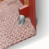 Mid-century modernist acrylic print of an abstract Guanajuato scenery in vibrant colors, ideal for dining room art.