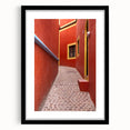 Abstract art print of Guanajuato, Mexico, featuring vibrant, colorful textures on a large framed canvas.
