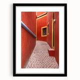 Abstract art print of Guanajuato, Mexico, featuring vibrant, colorful textures on a large framed canvas.