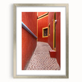 Textured art of abstract Guanajuato scenery in muted earth tones on a framed canvas, suitable for bedroom decor.