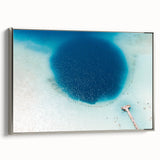 Framed canvas landscape art painting depicting Quintana Roo, Mexico, with vibrant colors on a black background.