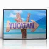 Large abstract wall art depicting Yucatan scenery in muted earth tones on a framed acrylic.