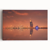Black and white stretched canvas of Dubai skyline, ideal for kitchen wall art.