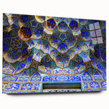 Large abstract acrylic print of a Middle Eastern scenery in muted earth tones, suitable for bedroom or dining room art.