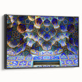 Framed canvas featuring a black and white landscape painting of a Middle Eastern scene, ideal for bedroom decor.