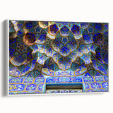 Vintage poster art of a Middle Eastern scenery on a framed canvas, featuring colorful art in extra large size.