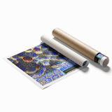 Extra large rolled print featuring a floral art design with vibrant colors, ideal for classy bathroom wall art.