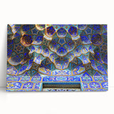 Black and white stretched canvas featuring a detailed scene of Middle Eastern architecture.