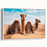 Vintage poster art of a Middle Eastern landscape on a framed canvas, featuring colorful art in extra large size.
