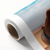 Art deco poster of a Middle Eastern landscape in soft earth tones on rolled canvas, ideal for nursery wall art.