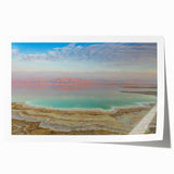 Extra large rolled print of the Dead Sea with muted blue and beige tones, ideal for art wall dining room.