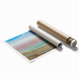 Extra large rolled print featuring the Dead Sea landscape with muted earth tones, ideal for classy bathroom wall art.