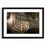 Abstract art print of Jerusalem in vibrant, textured colors on a large canvas, suitable for living room decor.