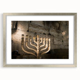 Textured abstract art print of Jerusalem scenery in muted earth tones on a framed canvas, suitable for bedroom art.