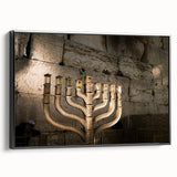 Black and white framed canvas of Jerusalem landscape, ideal for bedroom wall decor, featuring vintage poster art style.