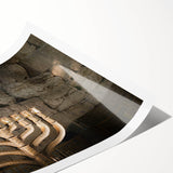 Extra large wall art featuring line art flowers and Jerusalem scenery in muted earth tones.