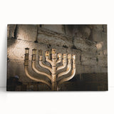 Black and white large art print of Jerusalem skyline on stretched canvas, ideal for kitchen wall art or bedroom.