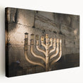 Stretched canvas wall art depicting the Jerusalem skyline in muted earth tones, ideal for kitchen wall decor.