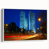 Vintage poster art of Tel Aviv skyline in vibrant colors on a large framed canvas, suitable for living room decor.