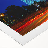 Art deco poster of Tel Aviv skyline in pastel shades on rolled canvas, suitable for dining room wall art.