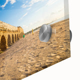 Large abstract wall art featuring a Middle-Eastern desert scene in muted earth tones, acrylic print.