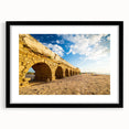 Abstract art print featuring textured, colorful depiction of a Middle Eastern scenery on a large framed canvas.