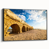 Black and white framed canvas of a Middle Eastern landscape, ideal for bedroom wall art.