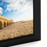 Extra large framed canvas featuring a textured, colorful Middle Eastern scenery on black background.