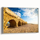 Framed canvas depicting a vintage-style landscape of the Middle East with colorful art elements.