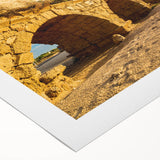 Art deco poster featuring a Middle Eastern cityscape in muted earth tones on rolled canvas, suitable for dining room decor.