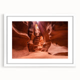 Abstract art print depicting a Jordanian landscape in muted earth tones on a framed white mat.