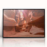 Large abstract wall art featuring a serene Jordanian landscape in muted earth tones on a black framed acrylic.