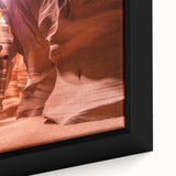 Extra large framed canvas featuring a textured, colorful Middle Eastern Jordanian scenery in muted earth tones.