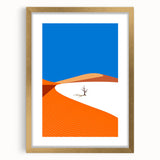 Extra large abstract art print of Middle Eastern scenery in muted gold tones on a framed canvas, ideal for living room decor.