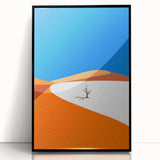 Large abstract wall art depicting Oman scenery in muted earth tones on a framed acrylic, suitable for modern art wall decor.