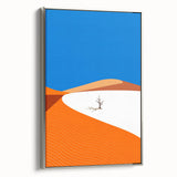 Framed canvas landscape art painting featuring a vintage-style Middle Eastern scene in muted earth tones.