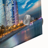 Large abstract acrylic print of a Qatar scenery in muted earth tones, ideal for dining room art.