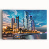 Black and white large art print of Qatar scenery on stretched canvas, suitable for kitchen wall art.